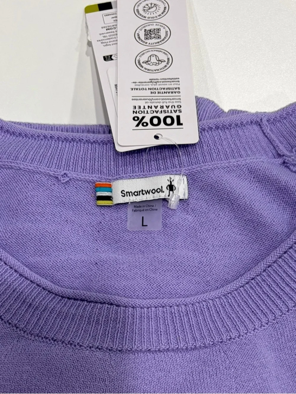 SmartWool Women's Large Edgewood Color-Block Crew Sweater Purple NWT Wool Blend
